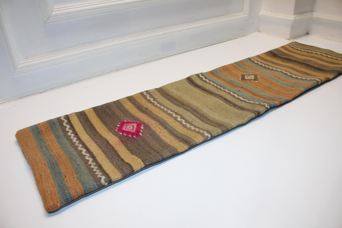 Striped Kilim Lumbar Pillow Cover | Rustic Wool, 12x48 inch