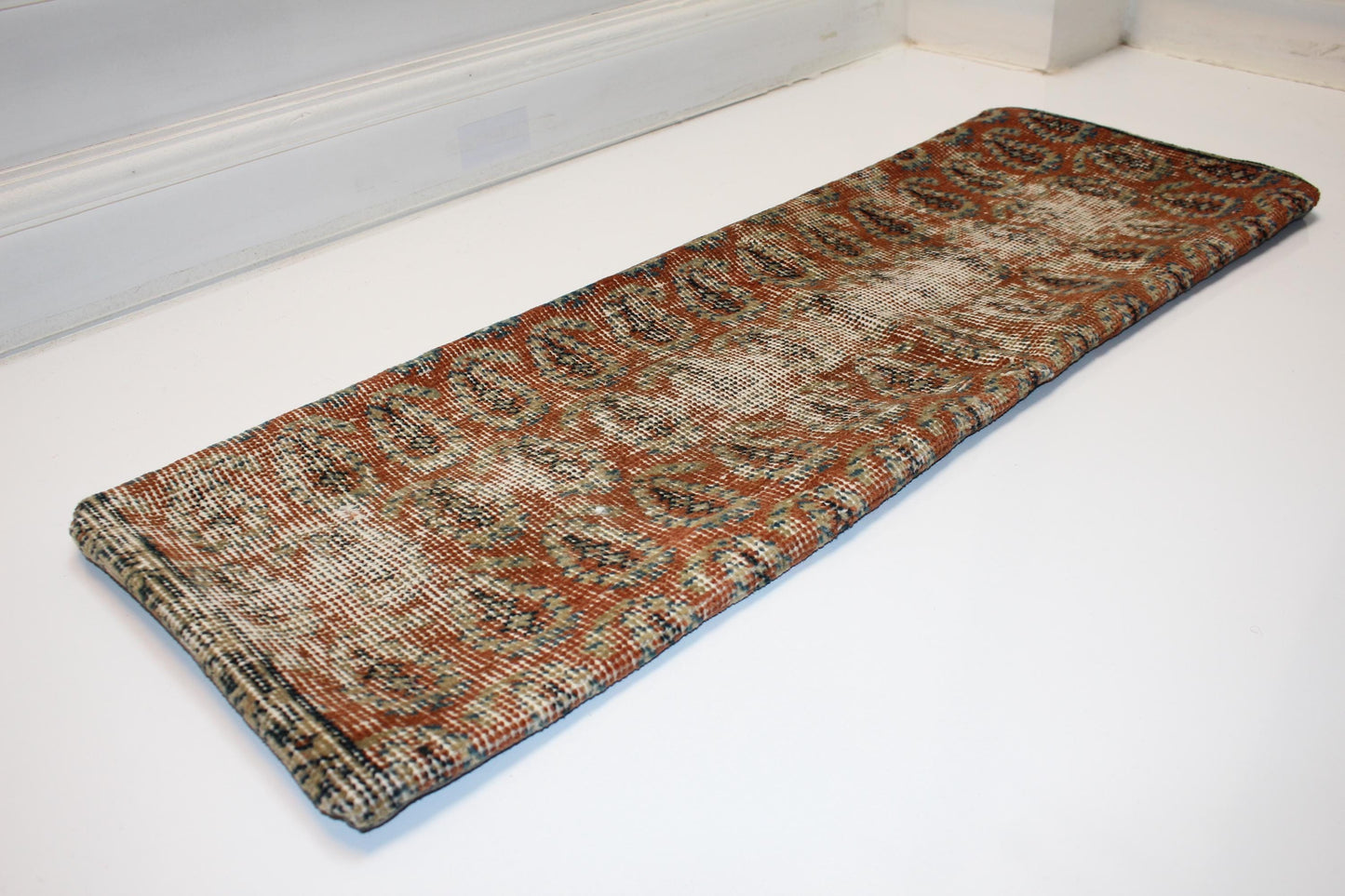 Vintage Ikat Kilim Lumbar Pillow Cover | Earthy Brown, Green Wool (12x36 in)
