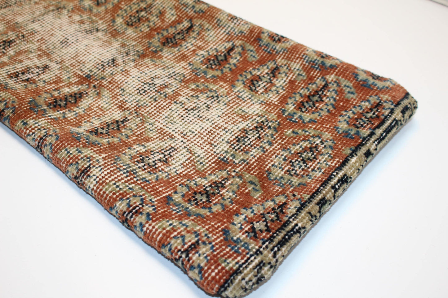 Vintage Ikat Kilim Lumbar Pillow Cover | Earthy Brown, Green Wool (12x36 in)