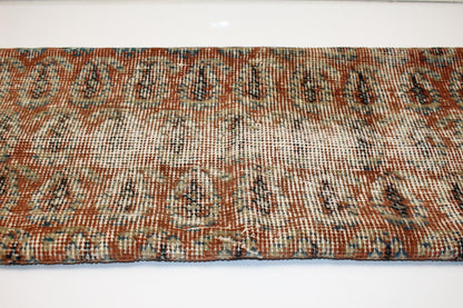 Vintage Ikat Kilim Lumbar Pillow Cover | Earthy Brown, Green Wool (12x36 in)