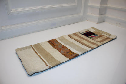Handmade Kilim Lumbar Pillow Cover | Patchwork Wool Cushion (12x36 in)