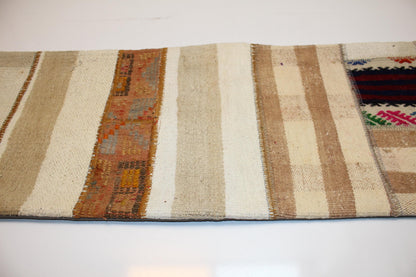 Handmade Kilim Lumbar Pillow Cover | Patchwork Wool Cushion (12x36 in)