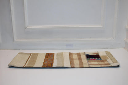 Handmade Kilim Lumbar Pillow Cover | Patchwork Wool Cushion (12x36 in)