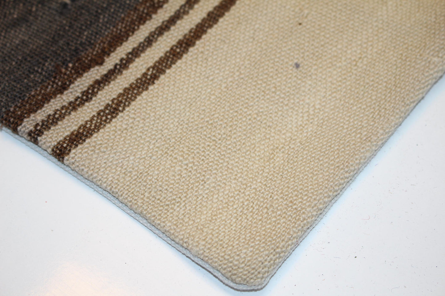 Minimal Striped Rug Cushion, Neutral Wabi Sabi Bench Pillow (12x24 in)