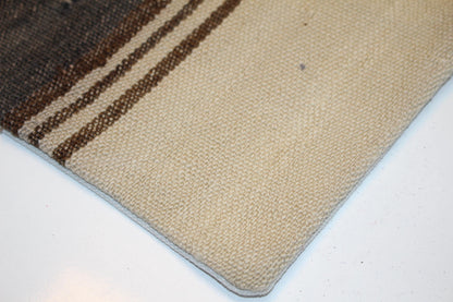 Minimal Striped Rug Cushion, Neutral Wabi Sabi Bench Pillow (12x24 in)