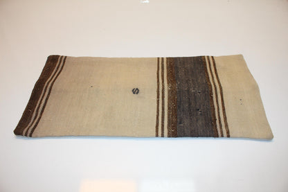 Minimal Striped Rug Cushion, Neutral Wabi Sabi Bench Pillow (12x24 in)