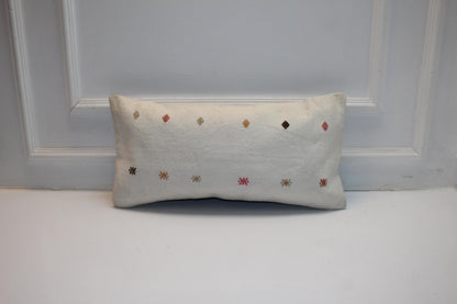 Tribal Symbol Rug Cushion, Ivory Neutral Bench Pillow(12x24 in)