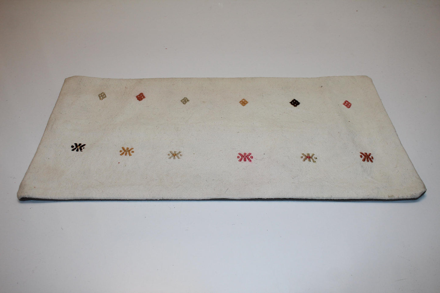Tribal Symbol Rug Cushion, Ivory Neutral Bench Pillow(12x24 in)