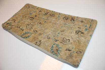 Neutral Boho Rug Cushion, Handmade Anatolian Bench Pillow(12x24 in)