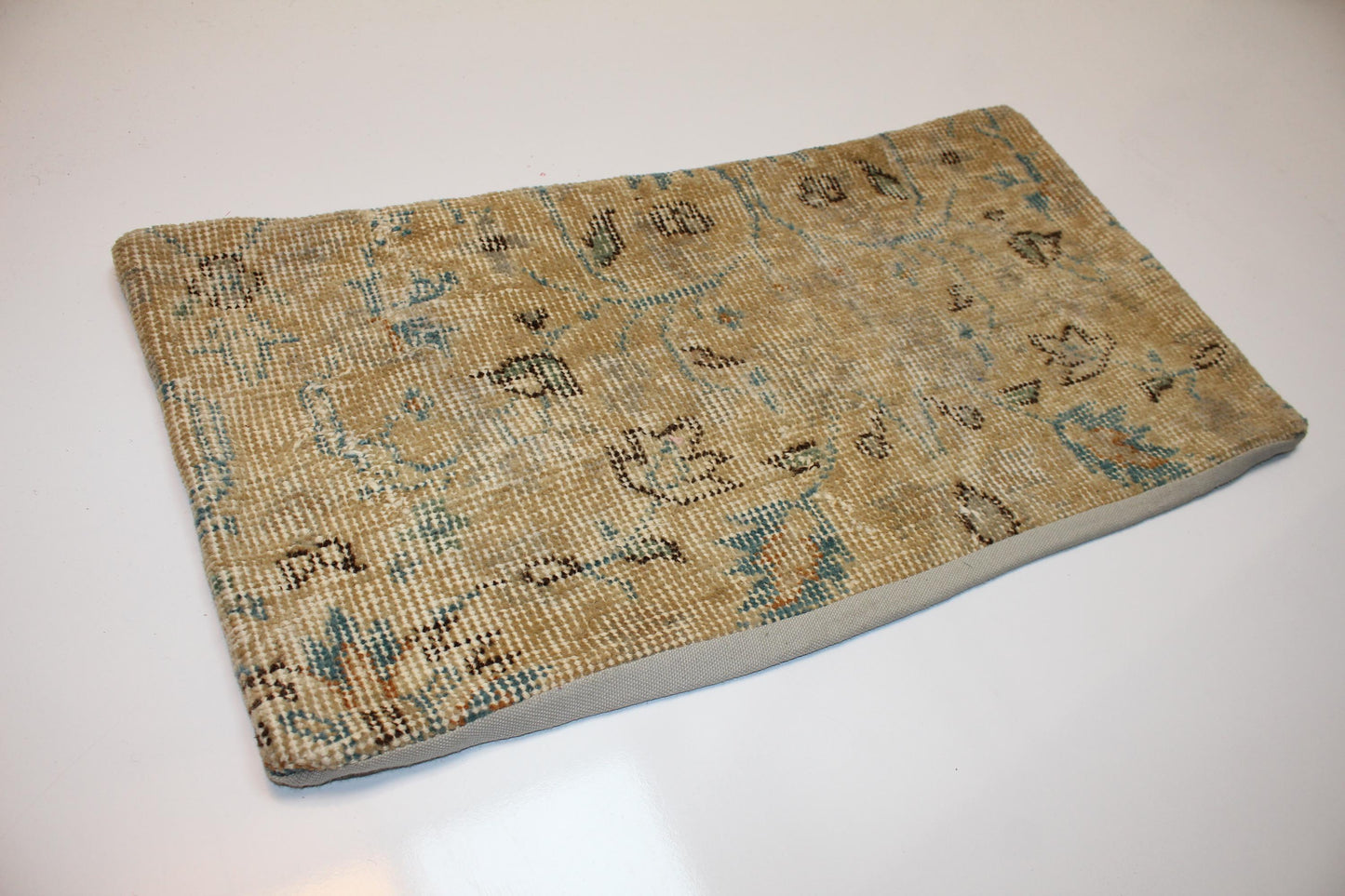 Neutral Boho Rug Cushion, Handmade Anatolian Bench Pillow(12x24 in)