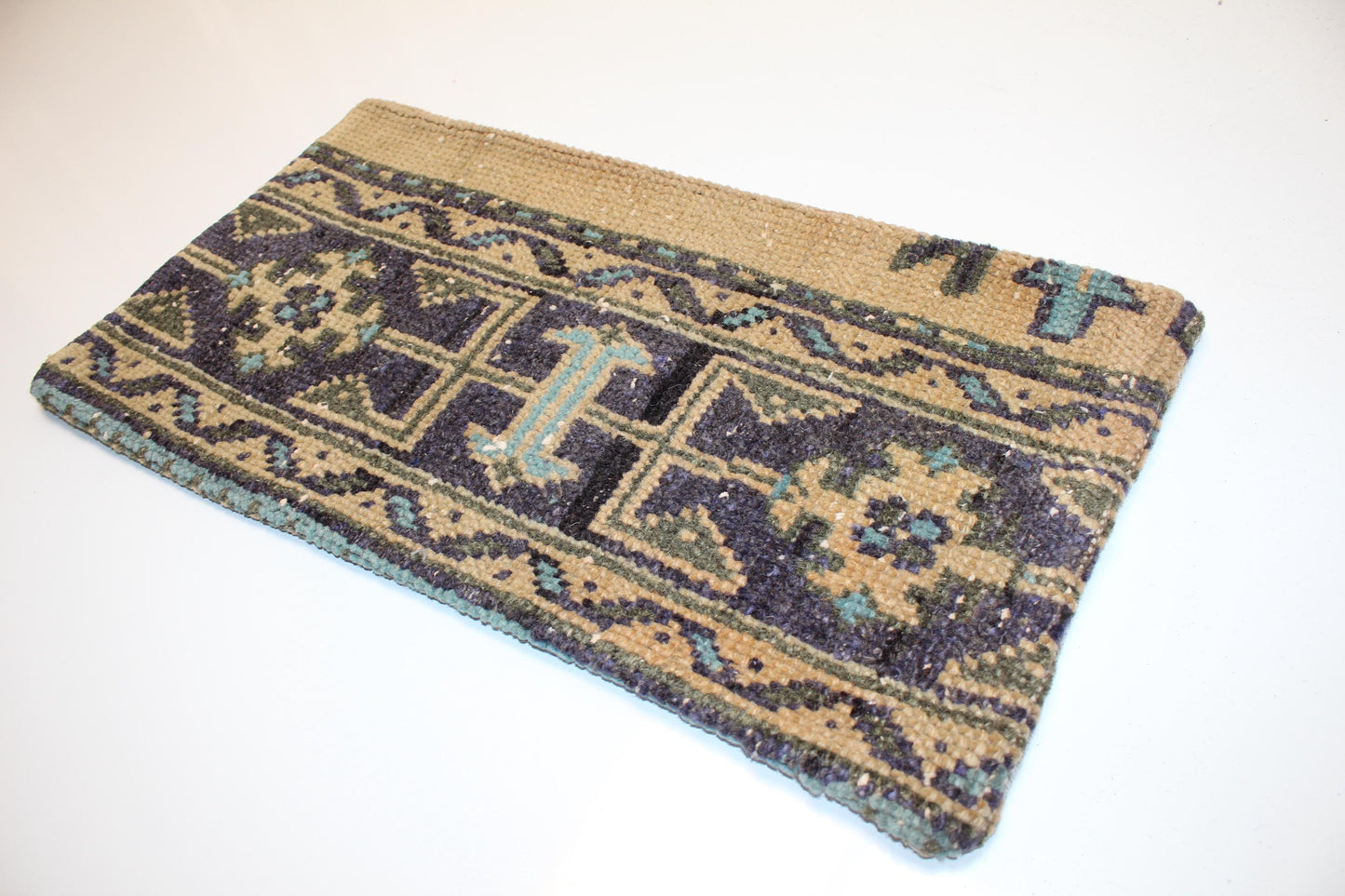 Tribal Anatolian Rug Cushion, Earthy Boho Bench Pillow(12x24 in)