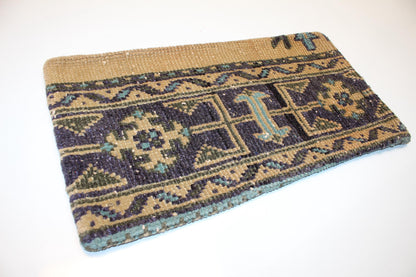 Tribal Anatolian Rug Cushion, Earthy Boho Bench Pillow(12x24 in)