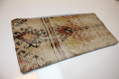 Abstract Anatolian Pattern Rug Cushion, Warm Neutral Bench Pillow(12x24 in)