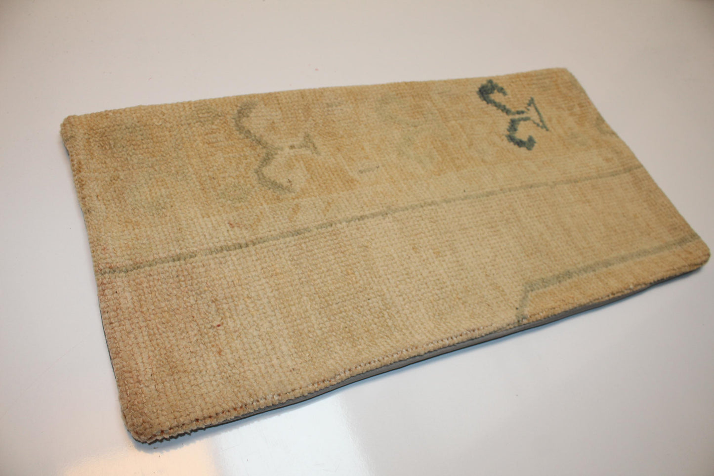 Minimal Primitive Anatolian Rug Cushion, Neutral Wabi Sabi Bench Pillow(12x24 in)