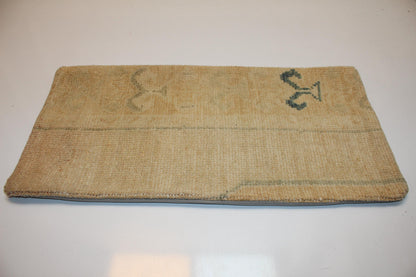 Minimal Primitive Anatolian Rug Cushion, Neutral Wabi Sabi Bench Pillow(12x24 in)