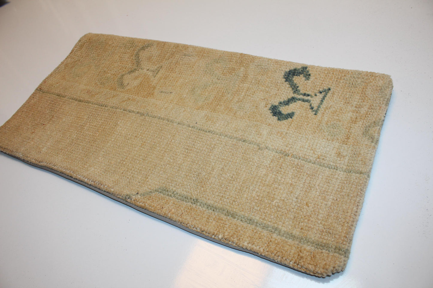 Minimal Primitive Anatolian Rug Cushion, Neutral Wabi Sabi Bench Pillow(12x24 in)