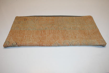 Vintage Turkish Kilim Lumbar Pillow, Beige Green Boho Cushion, 12x24