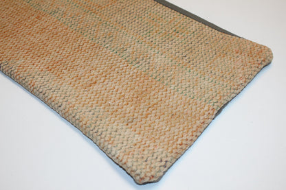 Vintage Turkish Kilim Lumbar Pillow, Beige Green Boho Cushion, 12x24