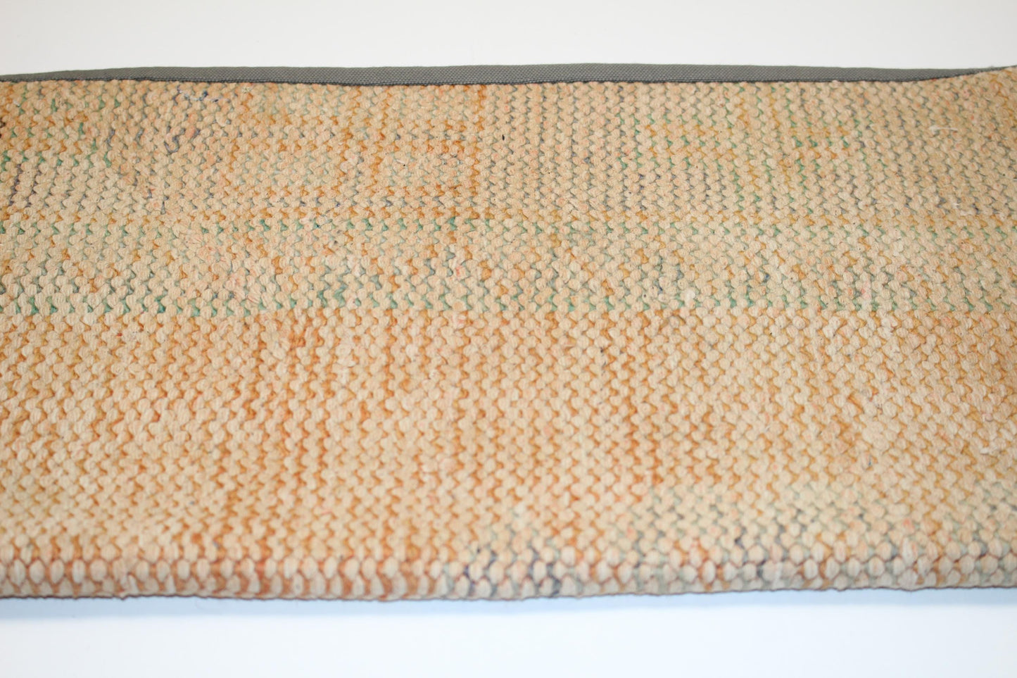 Vintage Turkish Kilim Lumbar Pillow, Beige Green Boho Cushion, 12x24