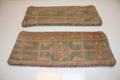 Set of 2-Soft Sage Green & Blush Pink Anatolian Rug Style Bench Cushions