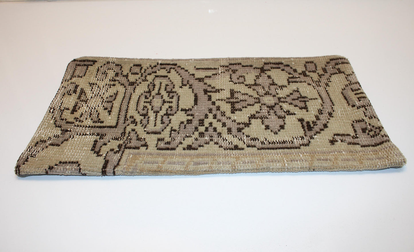 Vintage Turkish Rug Lumbar Pillow – Floral Kilim Cushion Cover, 12x24