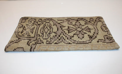 Vintage Turkish Rug Lumbar Pillow – Floral Kilim Cushion Cover, 12x24