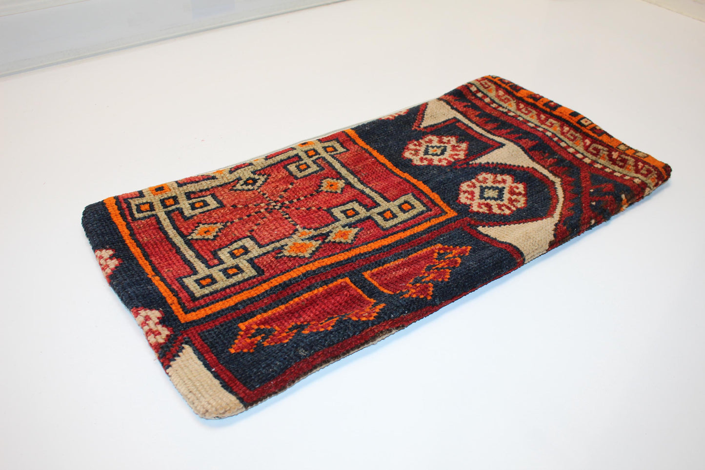 Handwoven Kilim Pillow Cover, Turkish Boho Cushion (12x24 inch)