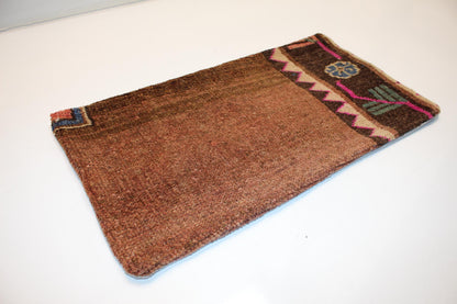 Handmade Kilim Pillow Cover, Brown Pink Tribal Design, 12x24 inch