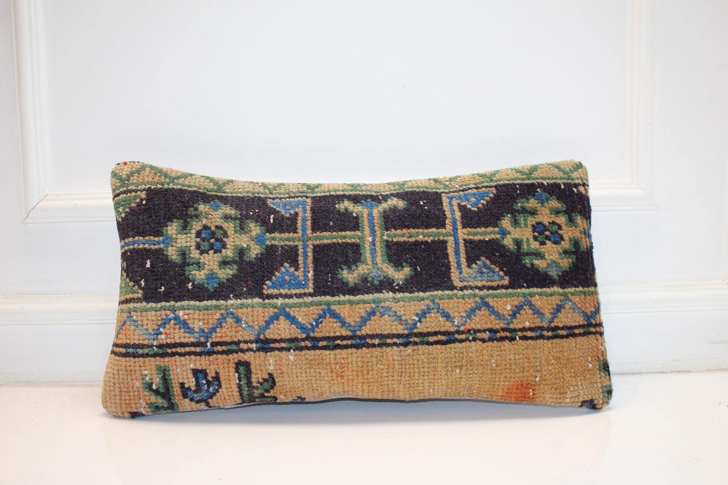 Tribal Anatolian Rug Cushion for Bench, Boho Ethnic Home Decor(12x24 in)