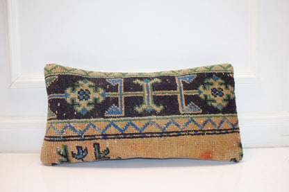 Tribal Anatolian Rug Cushion for Bench, Boho Ethnic Home Decor(12x24 in)