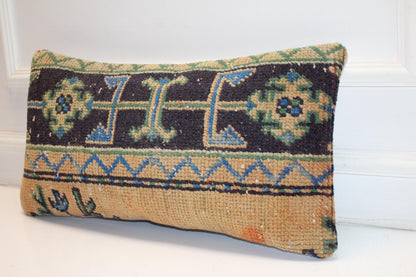 Tribal Anatolian Rug Cushion for Bench, Boho Ethnic Home Decor(12x24 in)