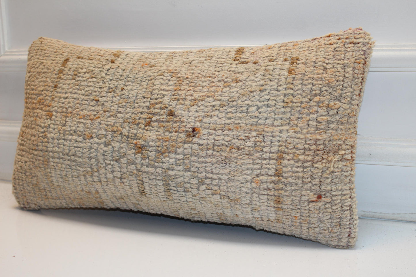 Neutral Textured Rug Cushion for Bench, Minimal Rustic Boho Decor(12x24 in)