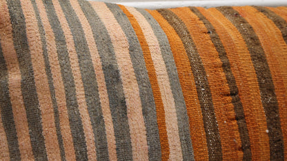Warm Striped Anatolian Rug Cushion for Bench, Rustic Boho Home Decor(12x24 in)