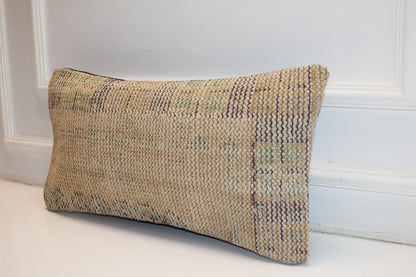 Subtle Pattern Anatolian Rug Cushion for Bench, Calm Neutral Decor(12x24 in)