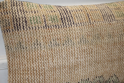 Subtle Pattern Anatolian Rug Cushion for Bench, Calm Neutral Decor(12x24 in)