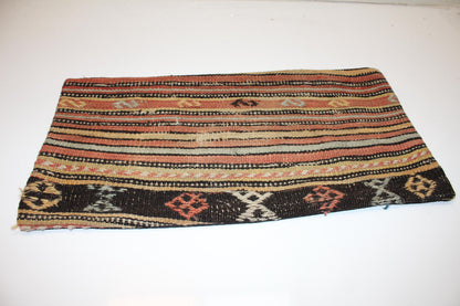 Fine Stripe Anatolian Weave Cushion with Ethnic Details for Bench Decor(12x24 in)