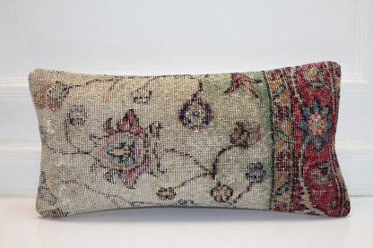 Faded Medallion Floral Rug Cushion in Soft Pastel Tones for Bench Decor(12x24 in)