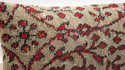 Red Floral Vine Pattern Rug Cushion on Beige Ground for Bench Decor(12x24 in)