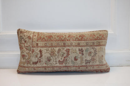 Soft Faded Anatolian Pattern Rug Cushion in Pale Earth Tones for Bench(12x24 in)