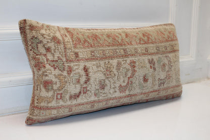 Soft Faded Anatolian Pattern Rug Cushion in Pale Earth Tones for Bench(12x24 in)