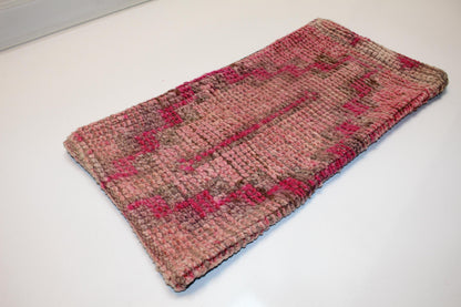 Vintage Turkish Rug Lumbar Pillow • Rose Pink Kilim Pillow Cover (12x24 inch)