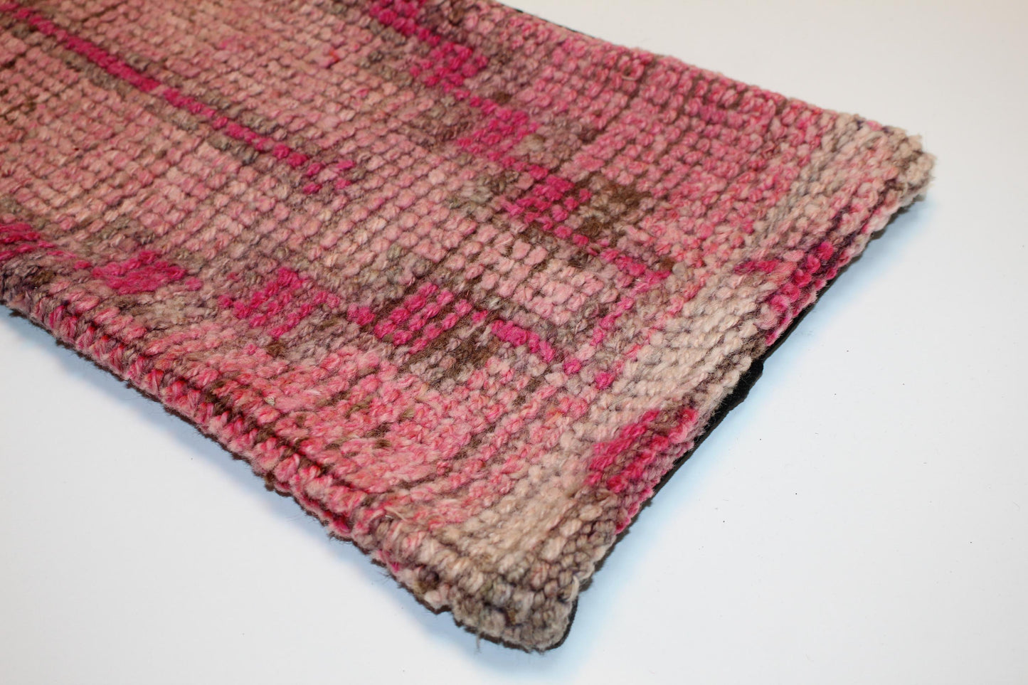 Vintage Turkish Rug Lumbar Pillow • Rose Pink Kilim Pillow Cover (12x24 inch)