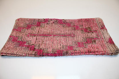 Vintage Turkish Rug Lumbar Pillow • Rose Pink Kilim Pillow Cover (12x24 inch)