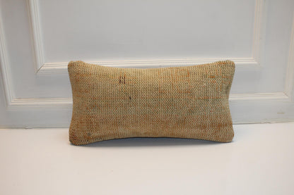 Vintage Beige Kilim Pillow Cover, Turkish Rug Cushion, 12x24 inch