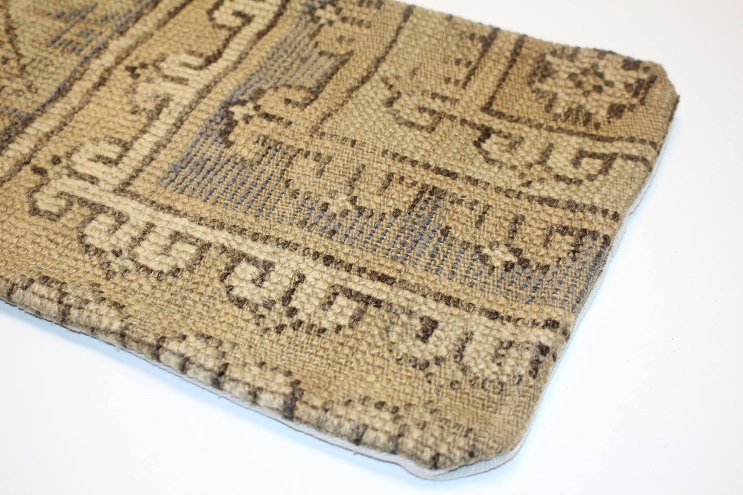 Handmade Kilim Pillow Cover, Brown Beige Geometric Cushion, 12x24 inch