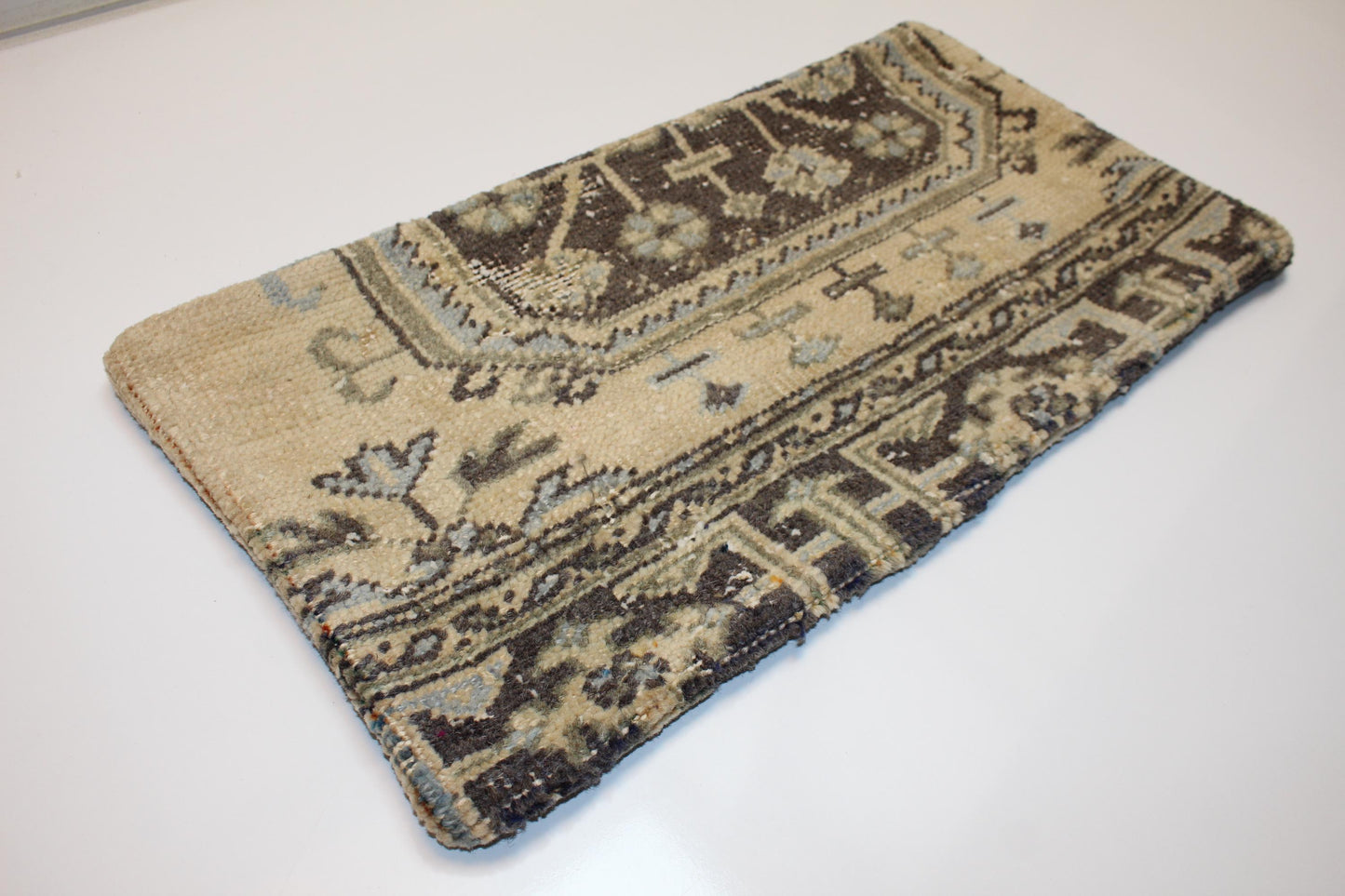 Vintage Turkish Kilim Lumbar Pillow Cover, Boho Rug Cushion 12x24 inch