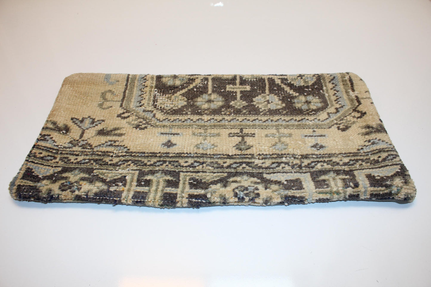 Vintage Turkish Kilim Lumbar Pillow Cover, Boho Rug Cushion 12x24 inch