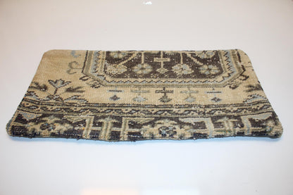 Vintage Turkish Kilim Lumbar Pillow Cover, Boho Rug Cushion 12x24 inch