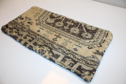 Vintage Turkish Kilim Lumbar Pillow Cover, Boho Rug Cushion 12x24 inch