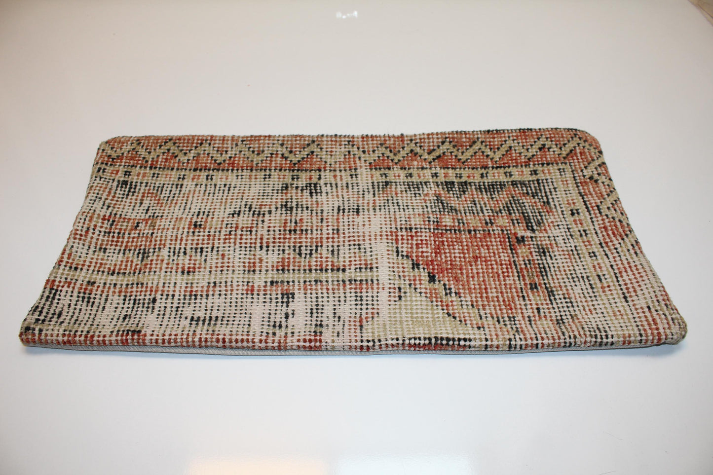 Vintage Turkish Kilim Lumbar Pillow Cover, Rustic Boho Bench Cushion 12x24
